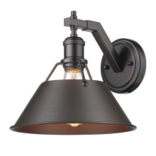 Golden 3306-1W BLK-RBZ - Yep by Golden Lighting Orwell 1-light Wall Sconce in Matte Black and Rubbed Bronze shade